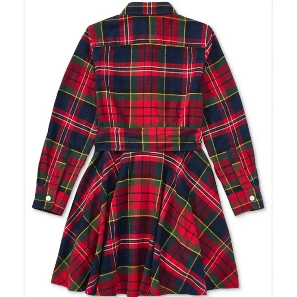 POLO RALPH LAUREN Flannel Cotton christmas Shirtdress, 
Sz6X (* belt is missing) - Picture 2 of 7